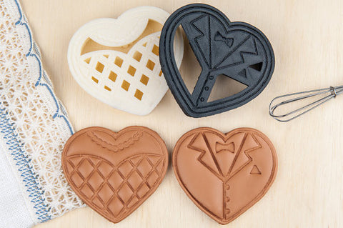 Bride and Groom Heart Wedding Cookie Cutters
