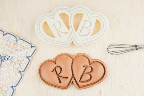 Initials Double Heart Wedding Personalized Cookie Cutter